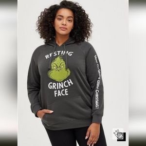 Pullover Hoodie - Cozy Fleece Resting Grinch Face